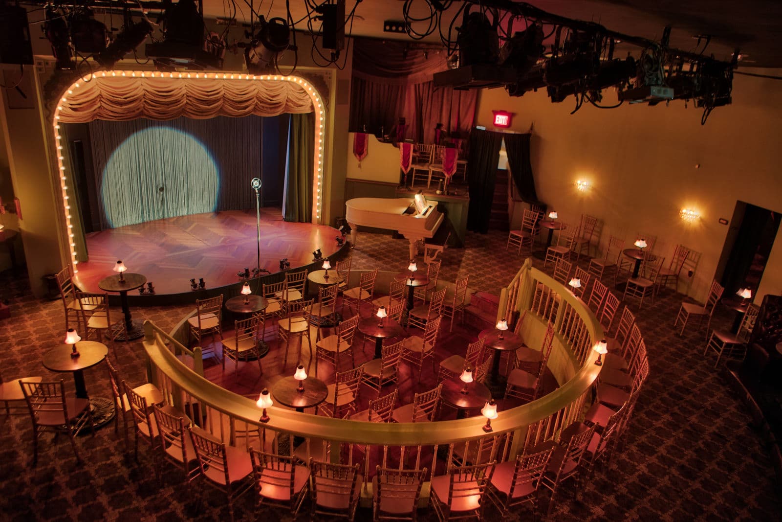 The Palace Theater stage with cabaret seating